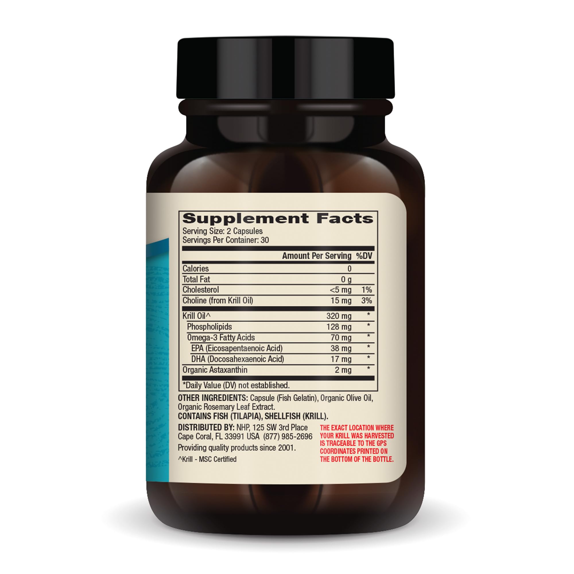 Dr. Mercola children's krill oil supplement facts and ingredient label.