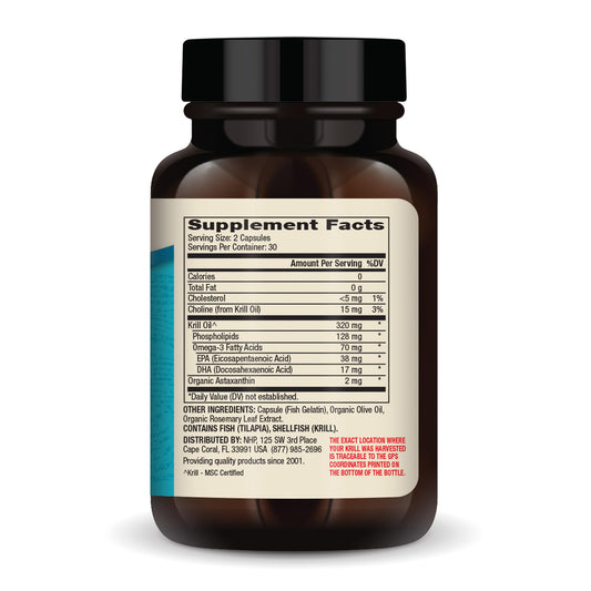 Dr. Mercola children's krill oil supplement facts and ingredient label.