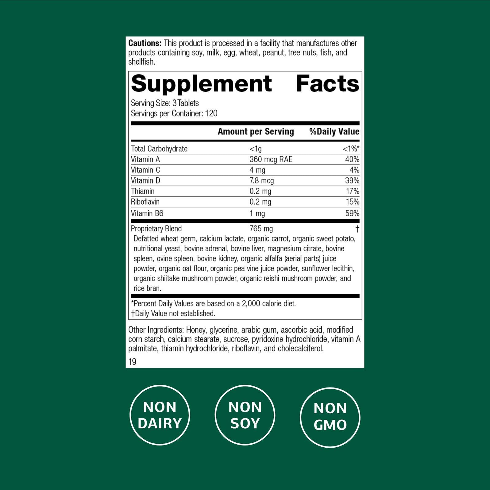 Standard Process Catalyn 360 tablets label details