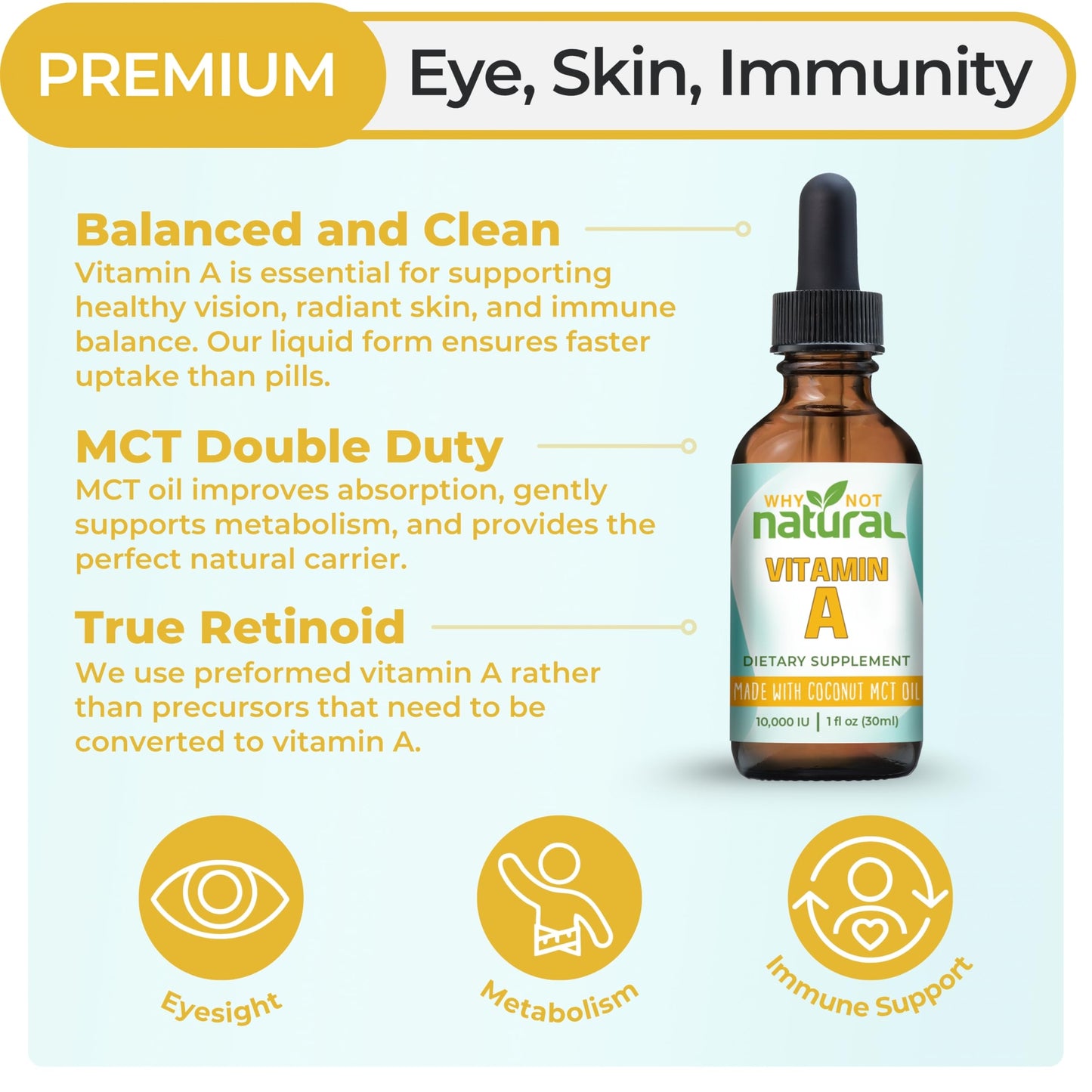 Why Not Natural Vitamin A liquid supplement dropper packaging
