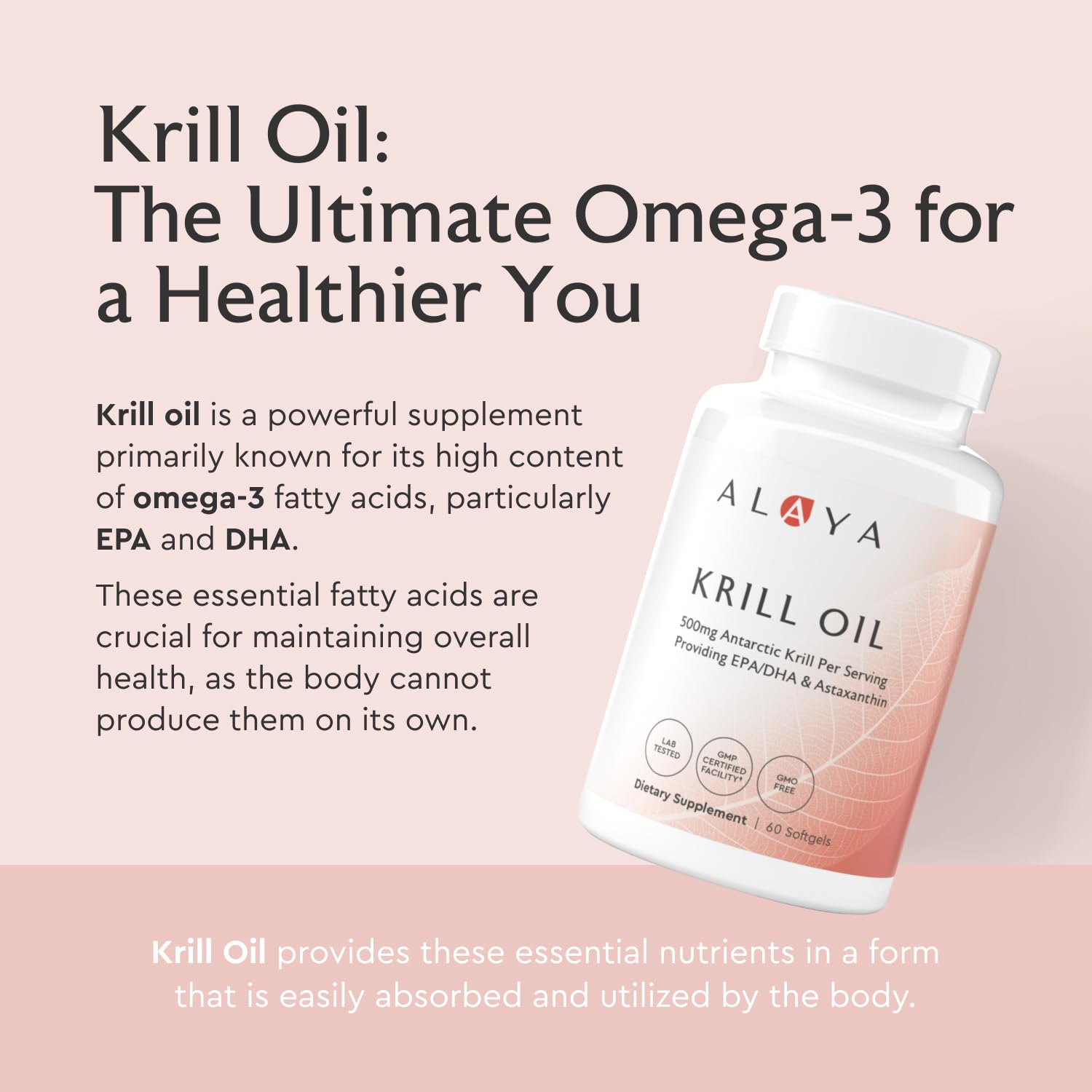 Alaya Naturals Krill Oil supplement facts and ingredient label