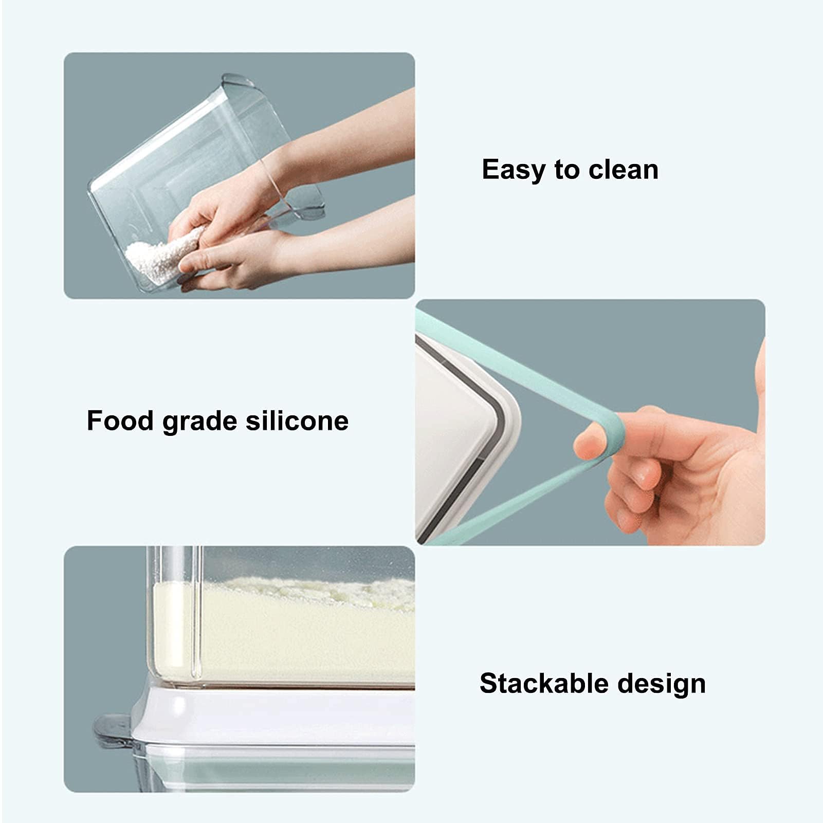 Vione Cozey Daily baby food storage container demonstrating its leakproof design while being held upside down with liquids.