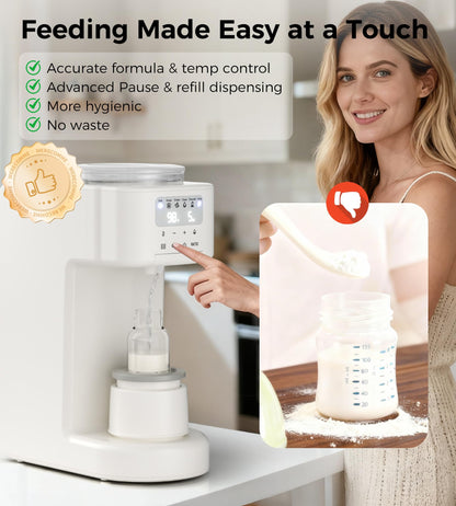 Airtight moisture resistant powder container on top of the Axababy appliance.