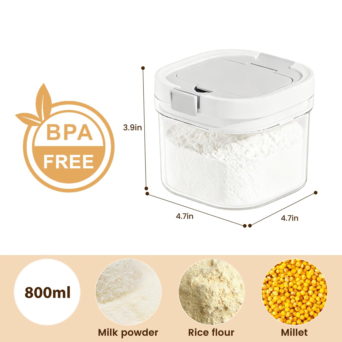 SZRUNZHU milk powder storage container lid open showing spoon slot