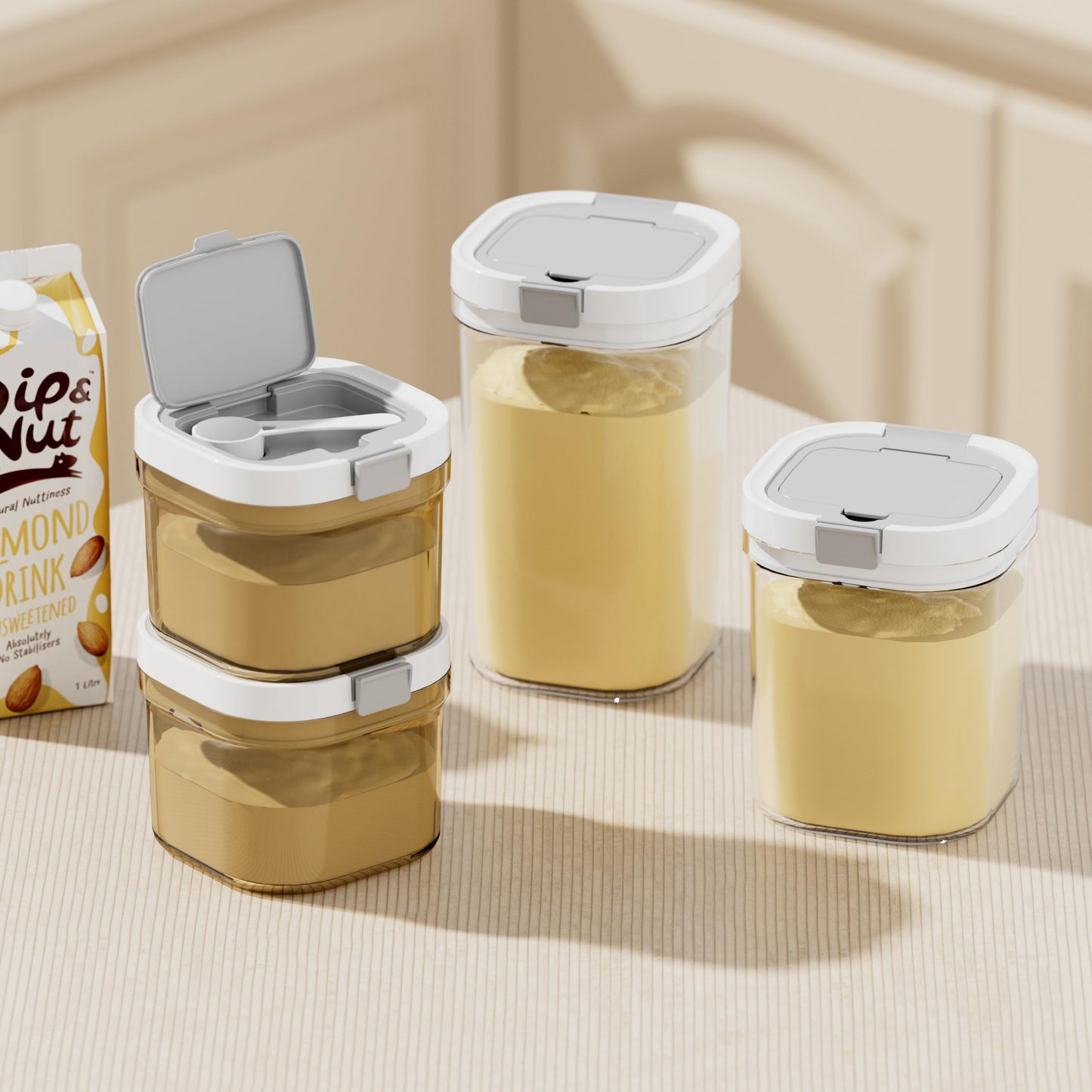 SZRUNZHU travel dispenser showing triple layer locks moisture proof seal