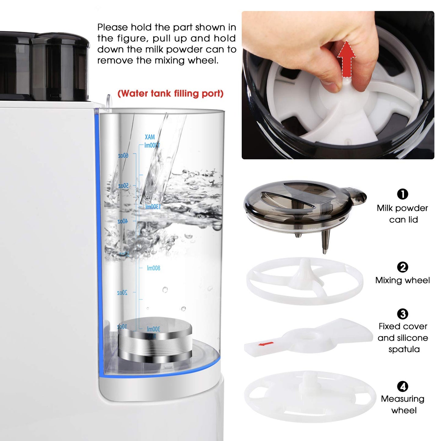BabyEXO formula milk maker dispensing warm blended milk into a baby bottle