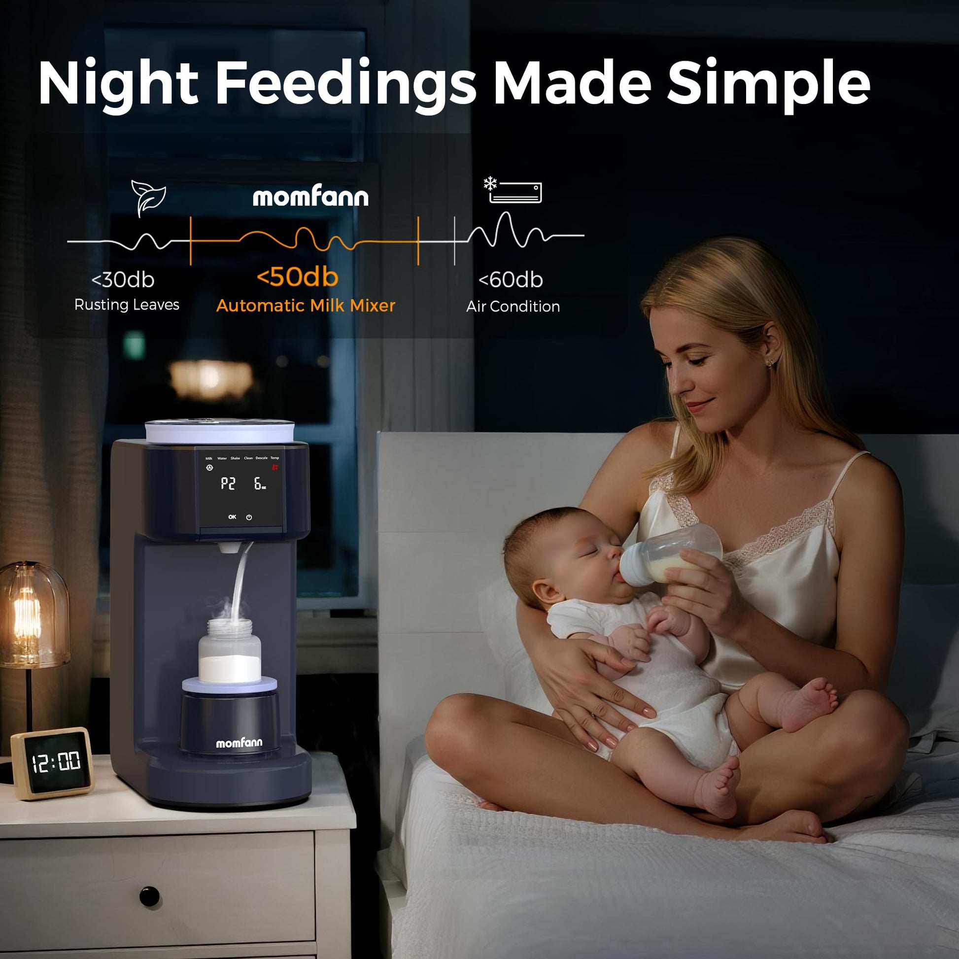 Momfann baby formula dispenser machine with water tank and powder box detached