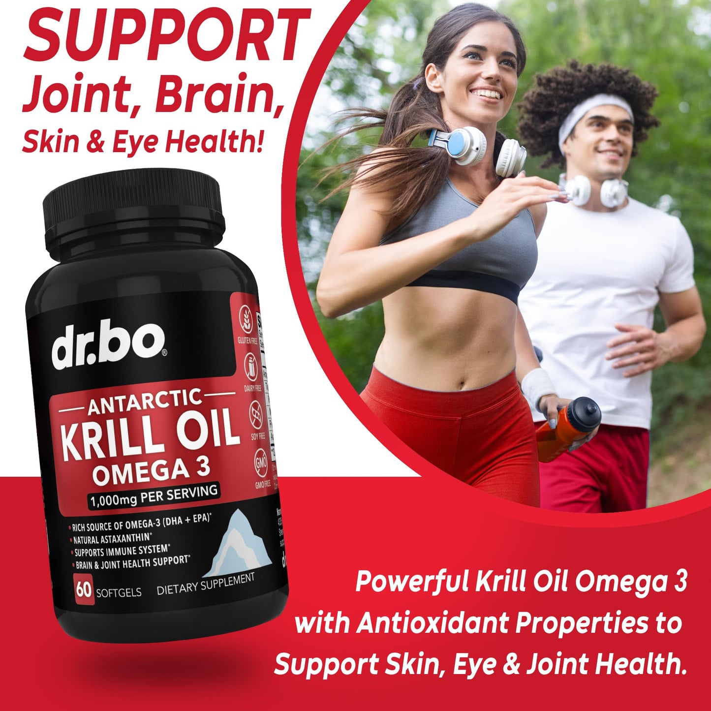 Premium imported USA dietary supplement bottle for heart and brain wellness