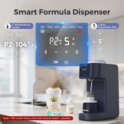 Momfann automatic formula maker showcasing the dry and wet separation funnel assembly