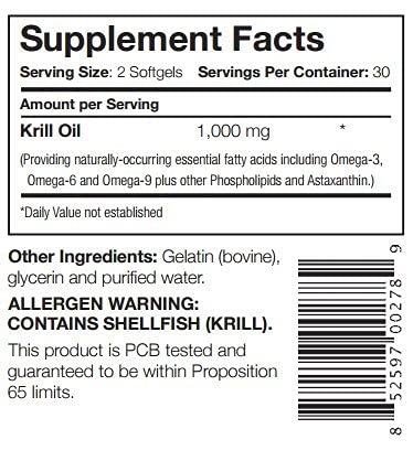 Captains authentic USA imported krill oil 60 softgels twin pack container details.