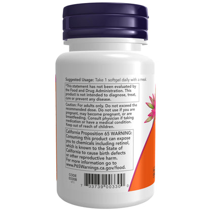 Now Foods Vitamin A 100 softgels bottle side view