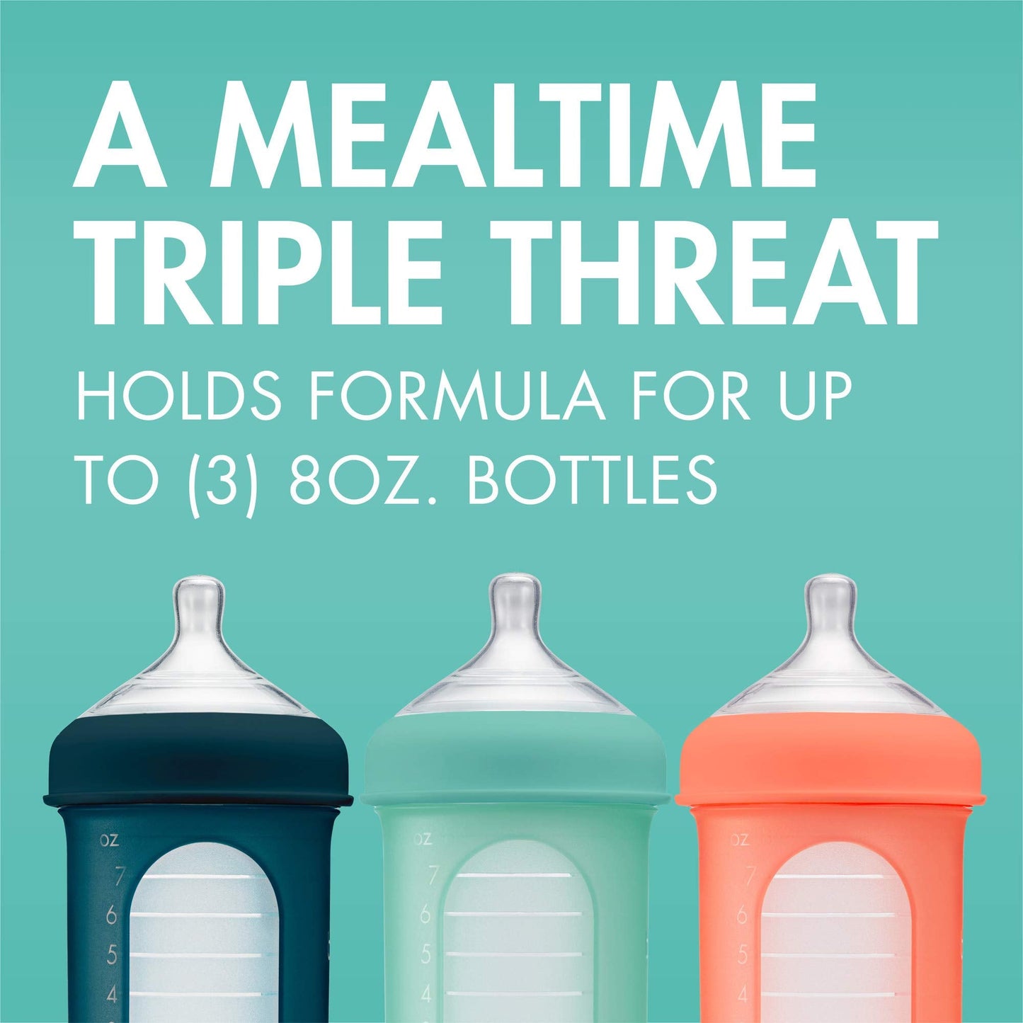 Boon gray infant formula dispenser showing the smooth interior walls and spouts.