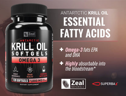 High absorption marine phospholipid softgels by Zeal Naturals for joint health.