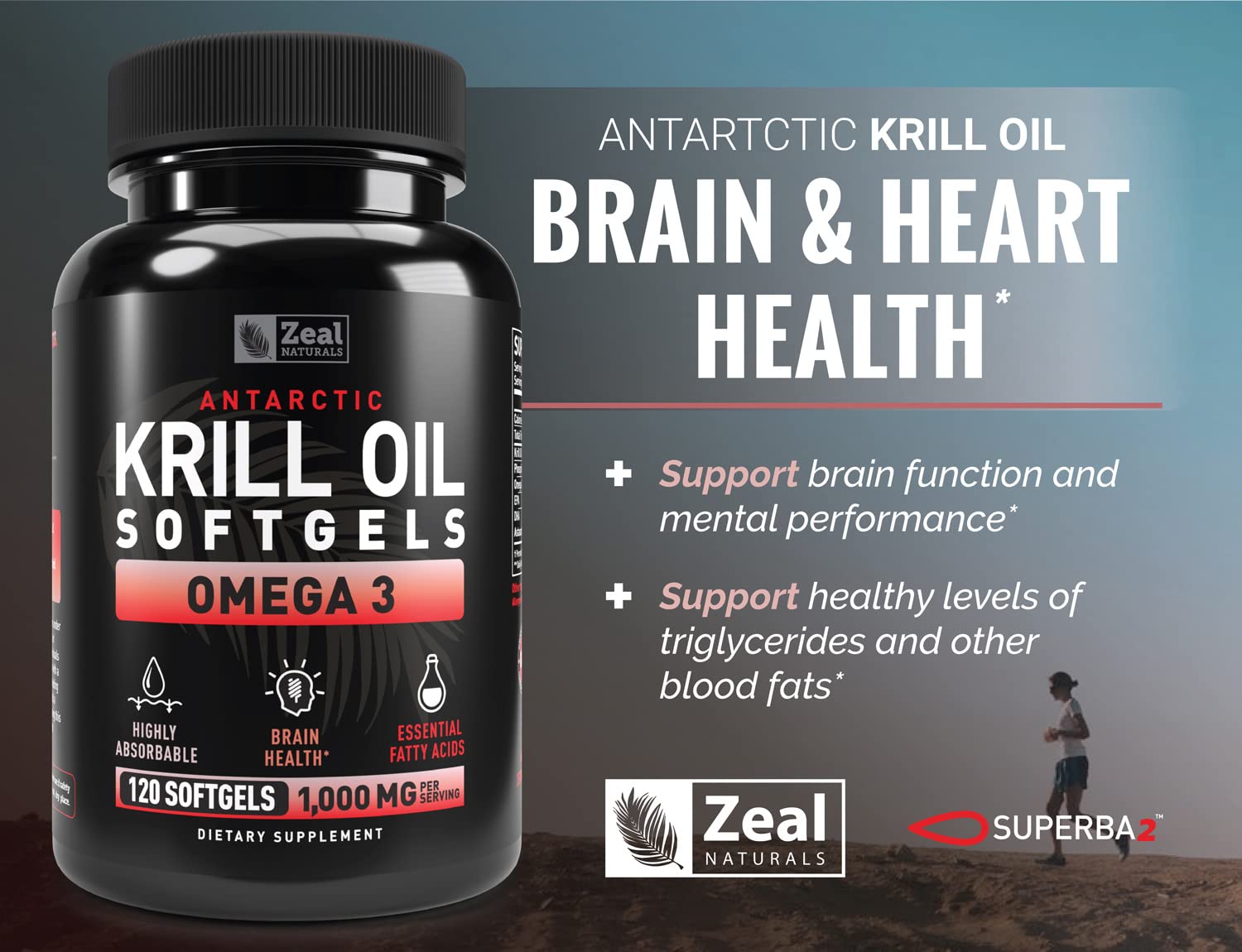 Close up of Zeal Naturals premium krill oil bottle cap and tamper evident seal.