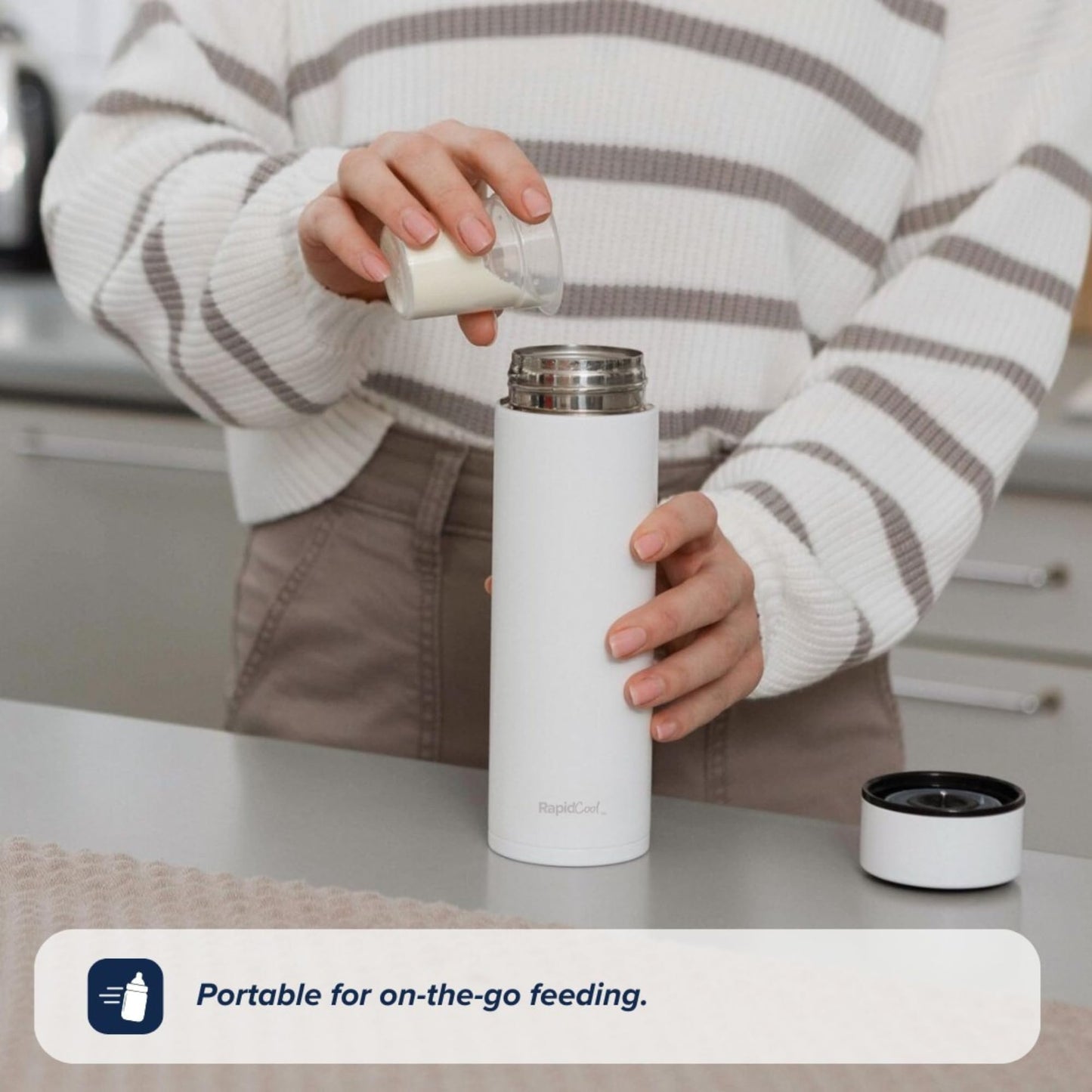 Nuby RapidCool components including flask body and measuring dispenser