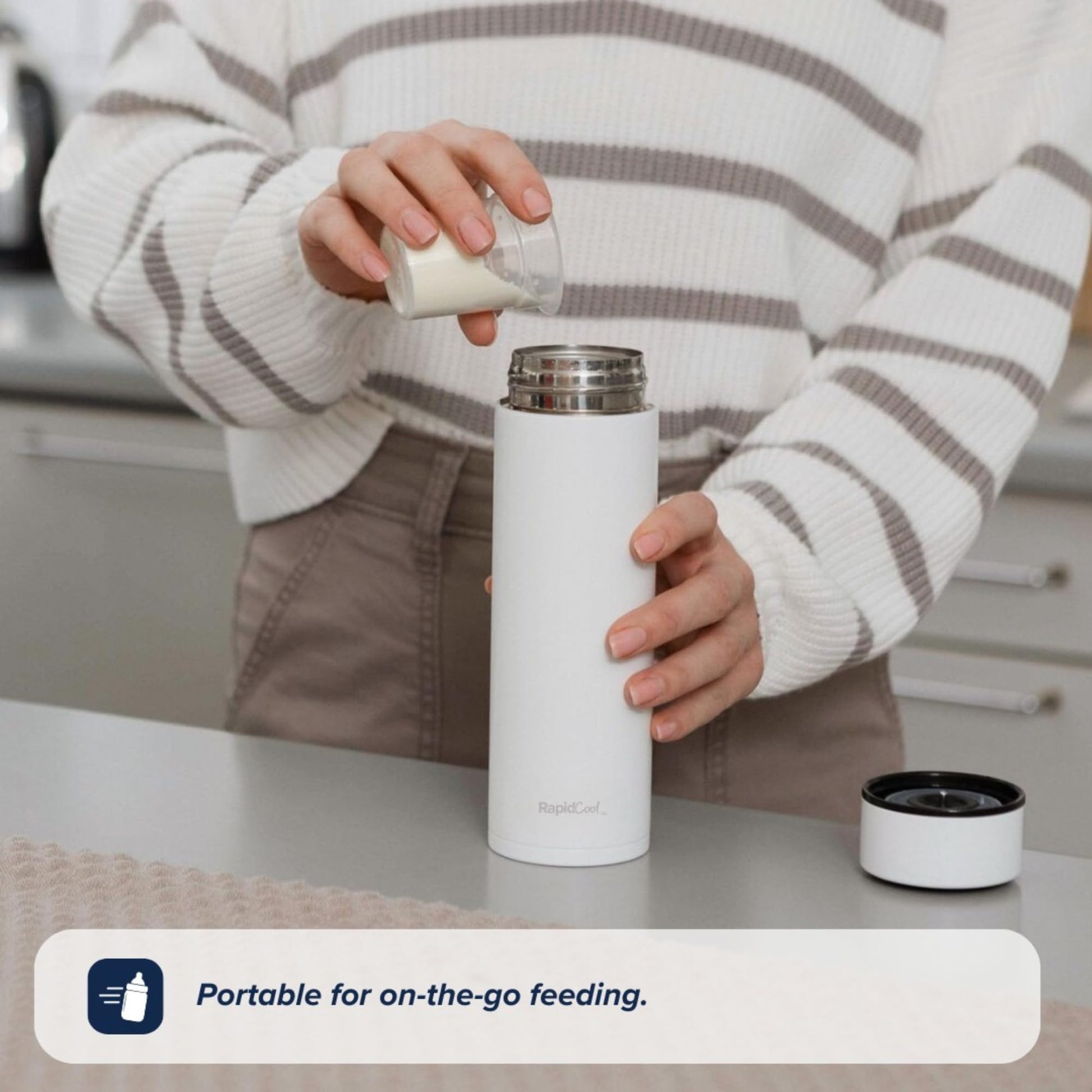 Nuby RapidCool components including flask body and measuring dispenser