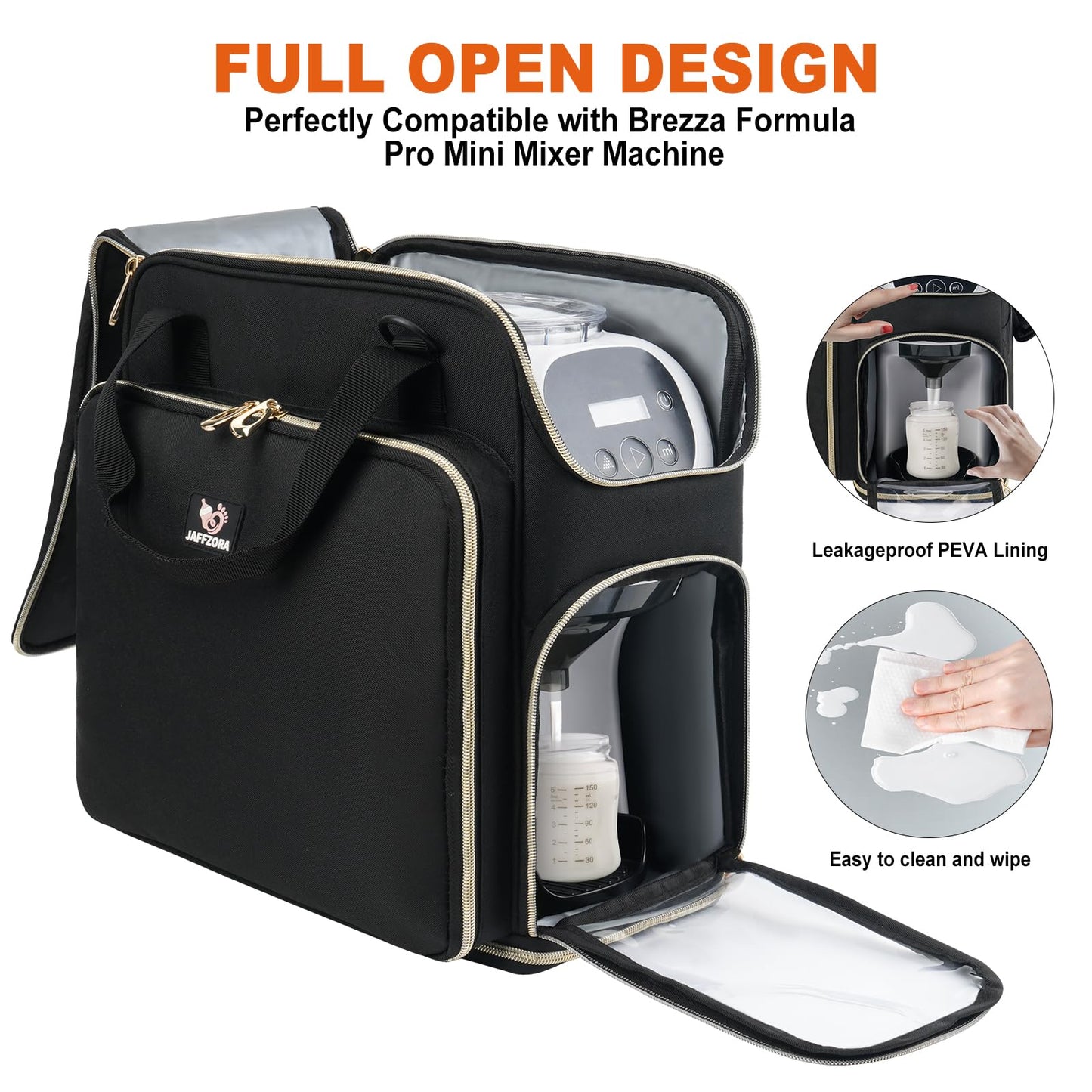 Jaffzora travel bag with foil lined front pocket for feeding bottles