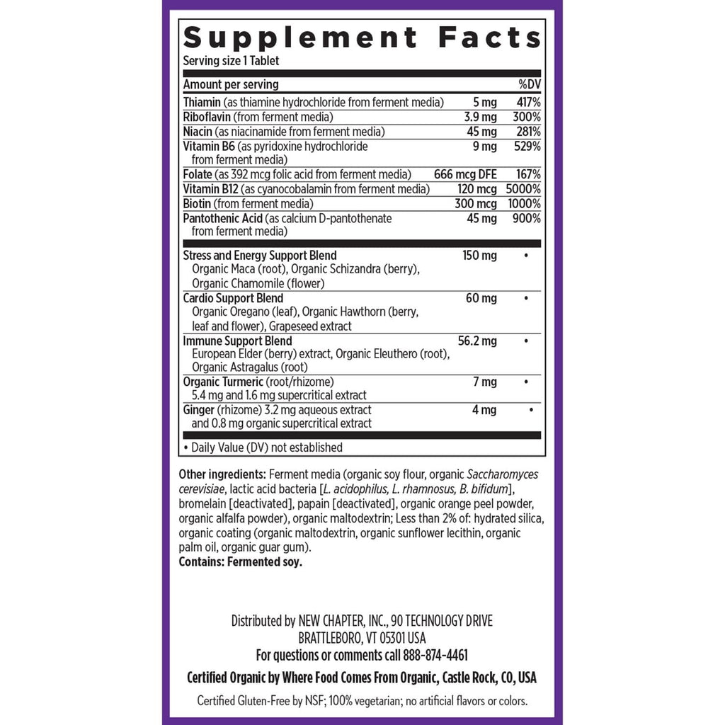 New Chapter fermented coenzyme vitamin B complex bottle showcasing premium USA packaging