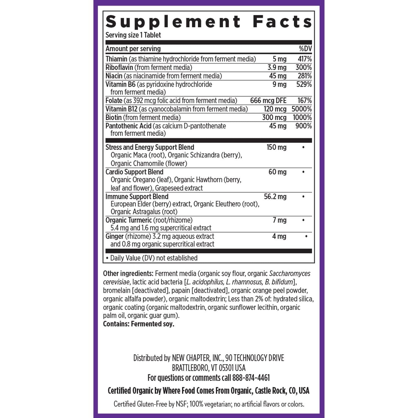 New Chapter fermented coenzyme vitamin B complex bottle showcasing premium USA packaging