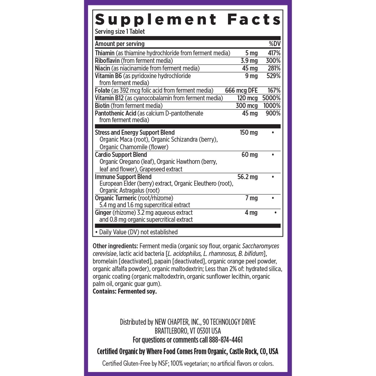 New Chapter fermented coenzyme vitamin B complex bottle showcasing premium USA packaging