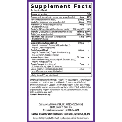 New Chapter fermented coenzyme vitamin B complex bottle showcasing premium USA packaging
