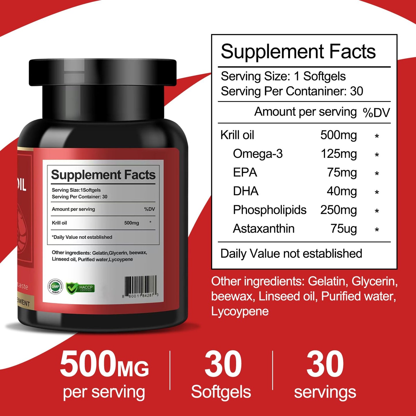 Back label of Anisx Antarctic Krill Oil 500 Mg displaying the standard usage instructions and dietary features
