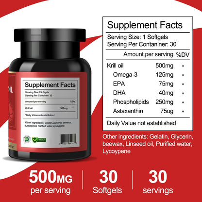 Back label of Anisx Antarctic Krill Oil 500 Mg displaying the standard usage instructions and dietary features