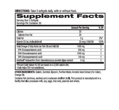 Authentic BioTrust OmegaKrill softgels showcasing premium clear golden marine oil capsules