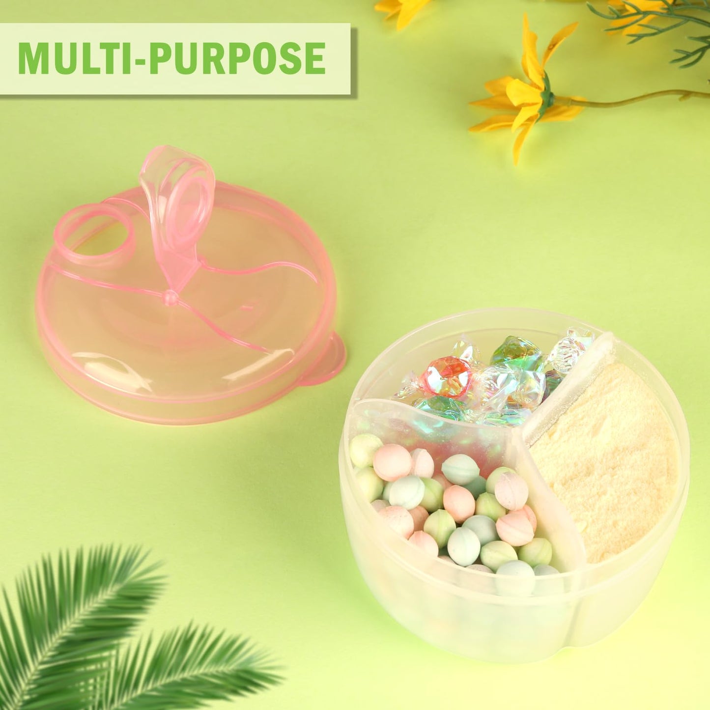 Accmor baby food storage container with pre portioned milk powder.