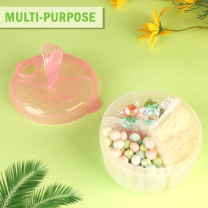 Accmor baby food storage container with pre portioned milk powder.