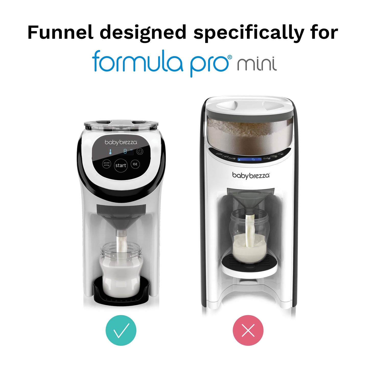Grey plastic spare funnel and cover accessory kit for Formula Pro Mini baby bottle maker