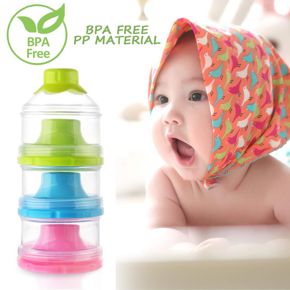 Accmor non spill pink formula dispenser being placed inside a travel diaper bag