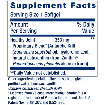 Antarctic krill oil and hyaluronic acid capsules for natural joint lubrication