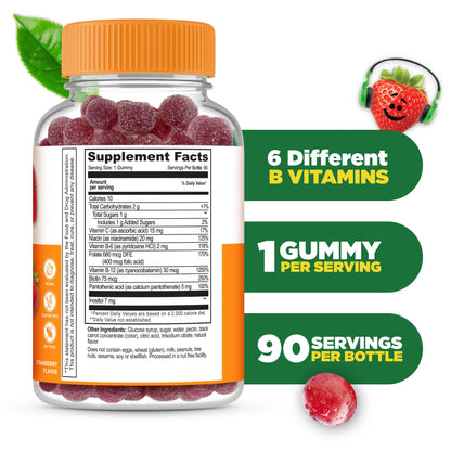 Lifeable Kids B Complex supplement facts label showing essential B vitamins and Vitamin C.