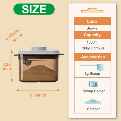 Ankou imported baby milk powder storage dispenser pack contents including scoop and leveling tool.