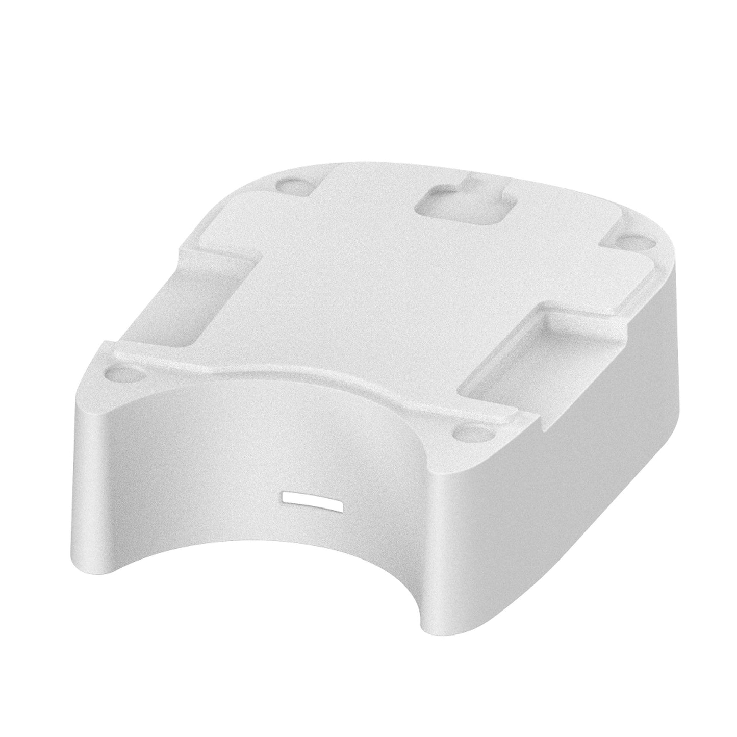 White base extension attachment snapped onto the bottom of a compact baby formula maker