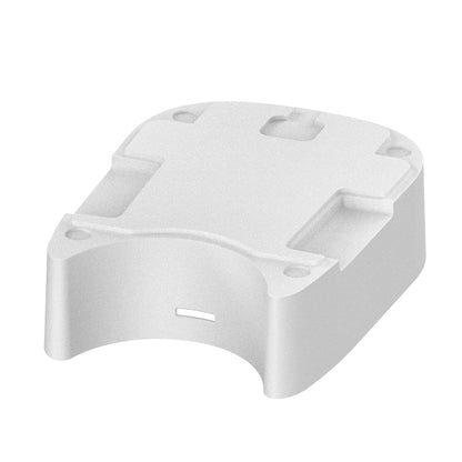 White base extension attachment snapped onto the bottom of a compact baby formula maker