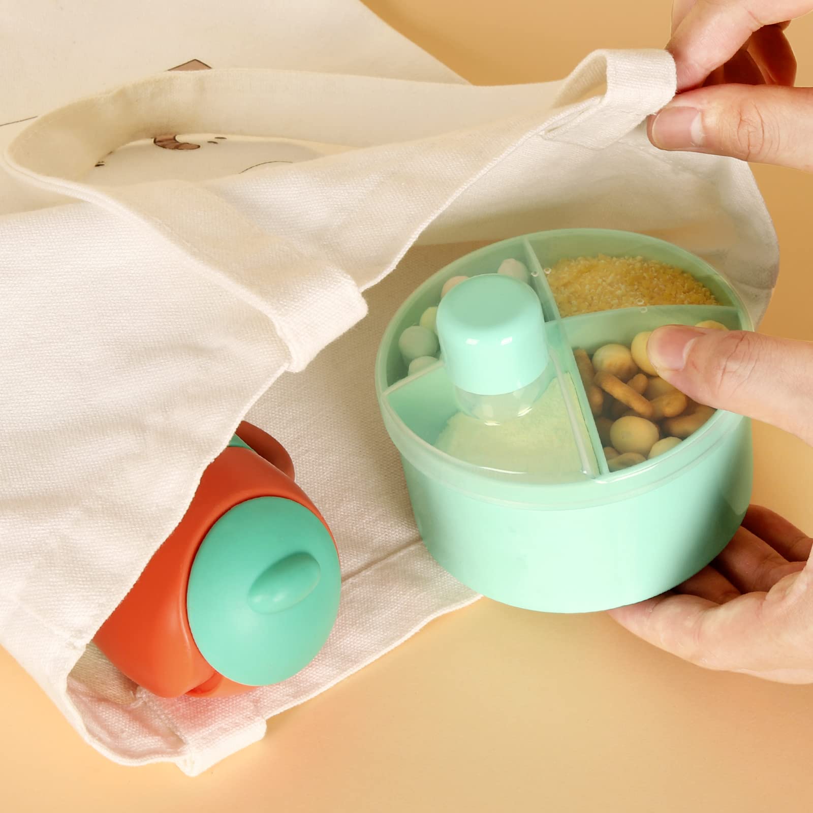 Accmor food-grade baby container demonstrating leakproof seal lid functionality.
