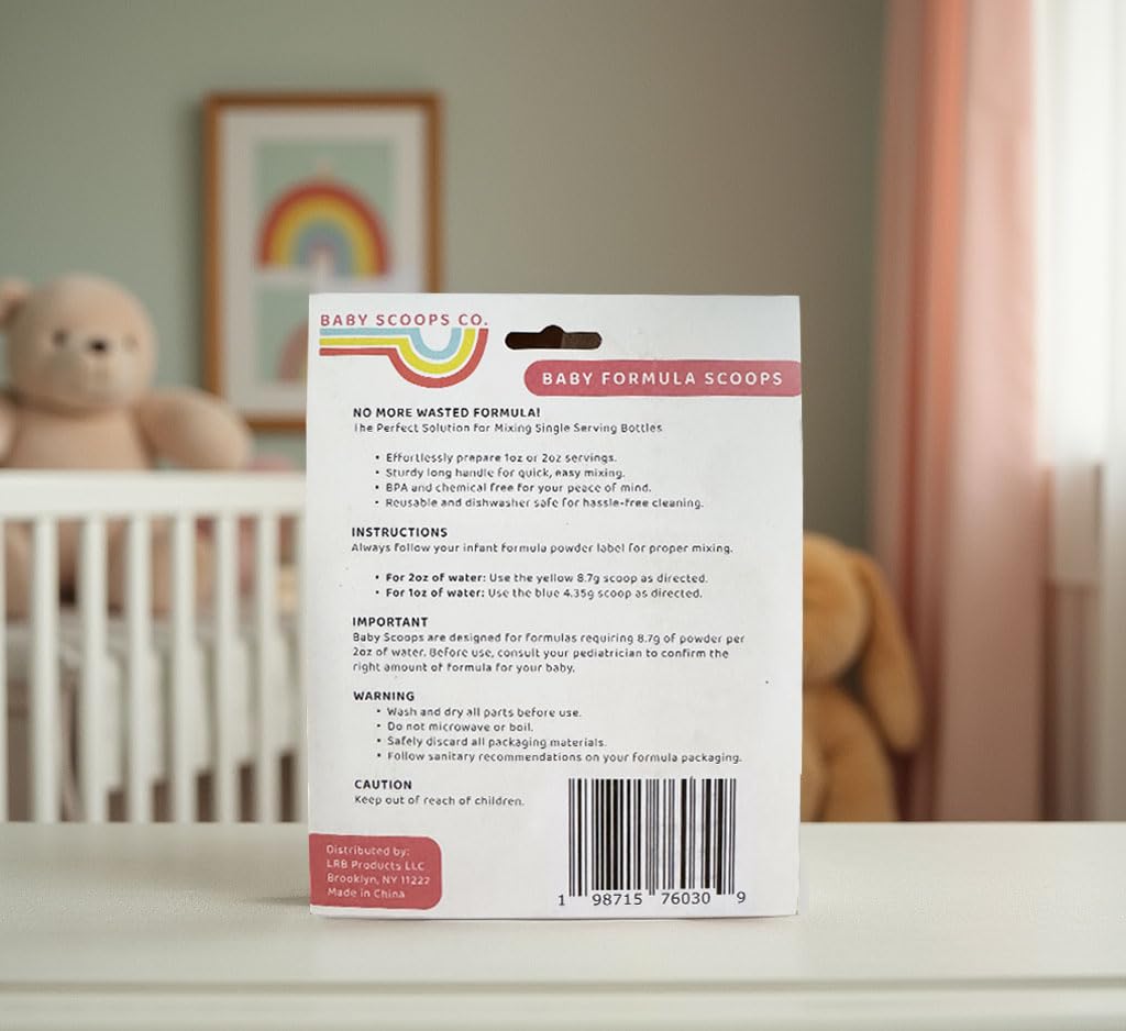 Premium USA imported infant milk powder measuring spoon placed next to a baby bottle