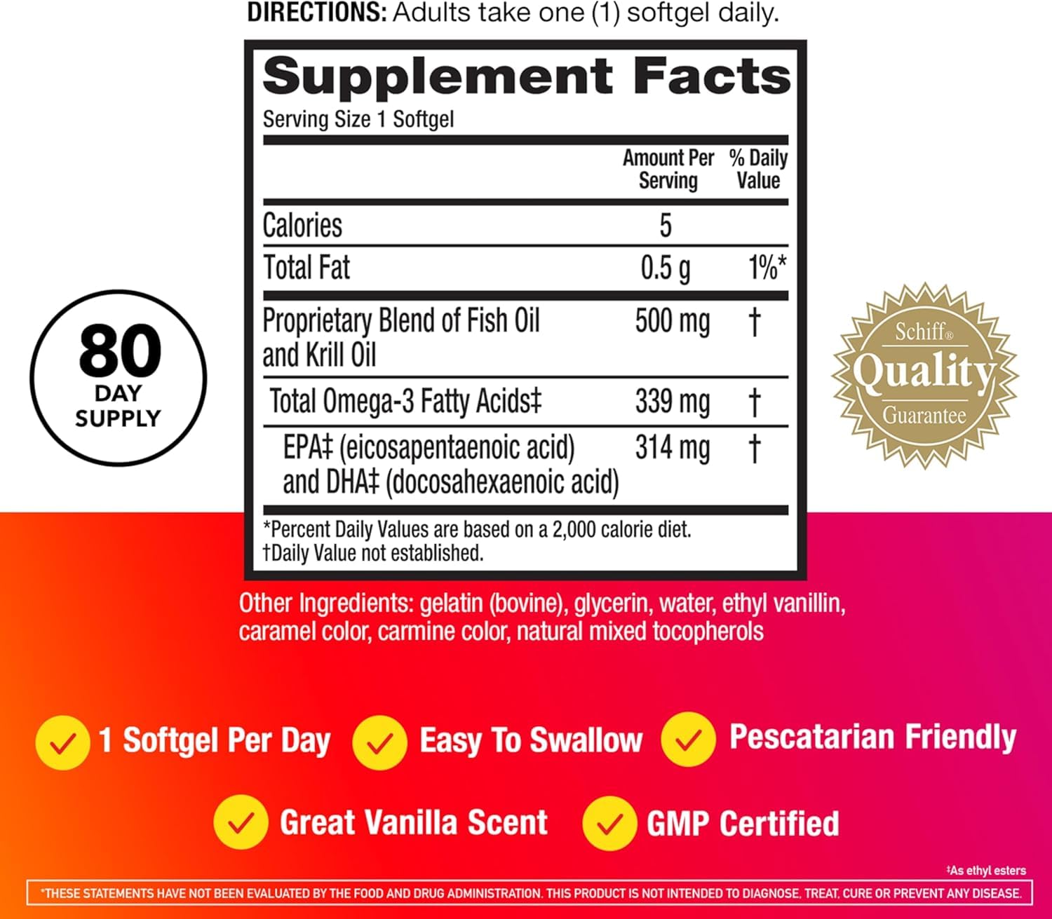 MegaRed Omega 3 and Antarctic Krill Oil formula close up view of the small easy to swallow 500mg dietary softgels