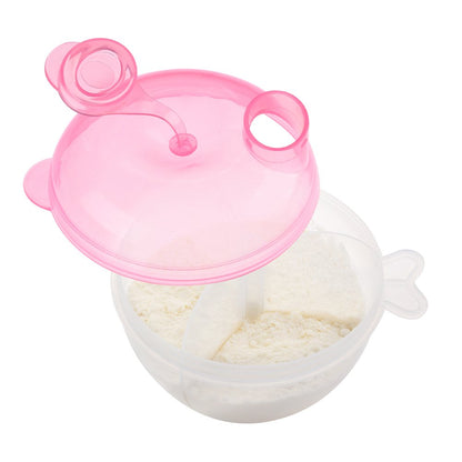 Side view of the pink Accmor travel snack storage container for toddlers in a compact design.