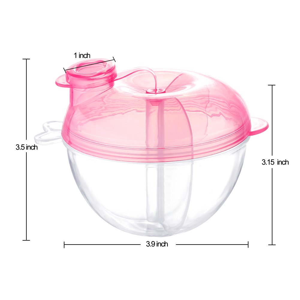 Accmor baby formula dispenser pink variant displayed with packaging showcasing food grade materials.