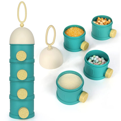 SKB green stackable baby food container being packed into a diaper bag