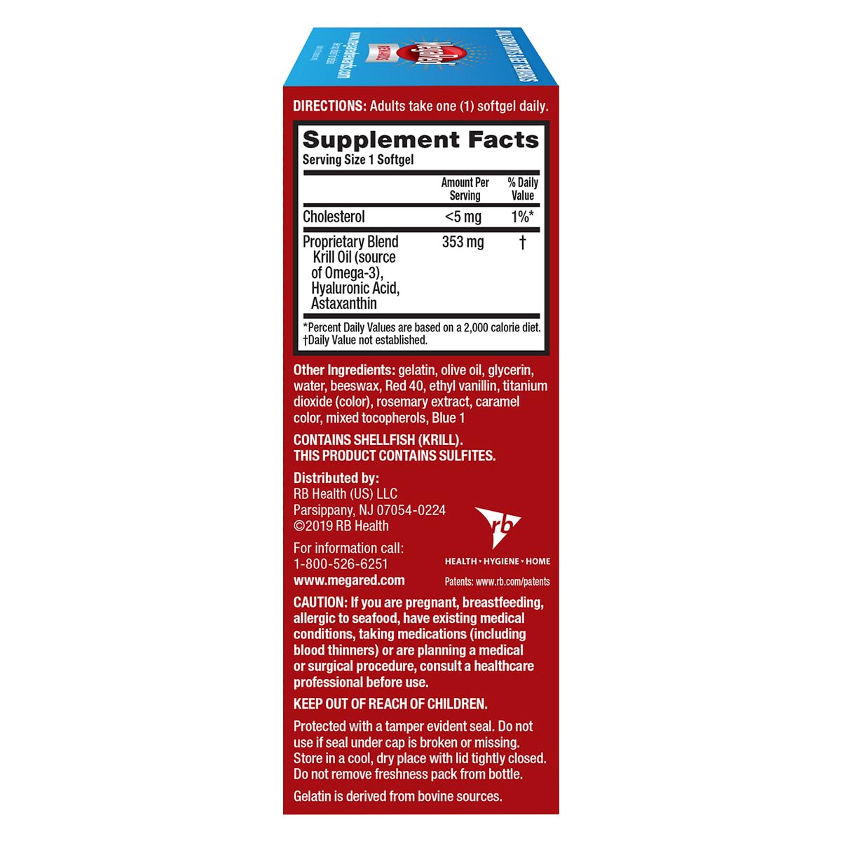 Schiff MegaRed superior joint care packaging highlighting hyaluronic acid and astaxanthin.