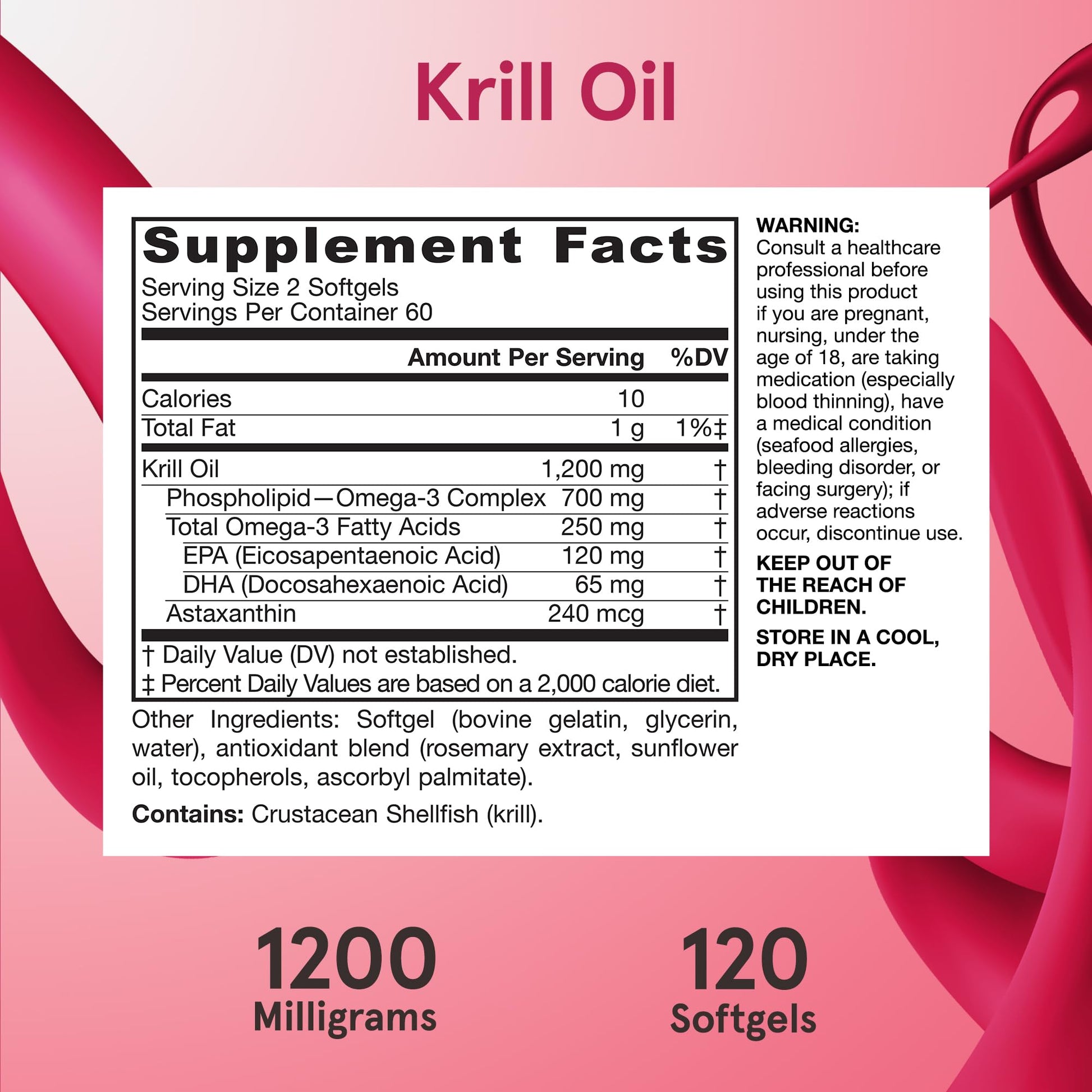 Side view of Jarrow Formulas krill oil packaging detailing low temperature extraction process