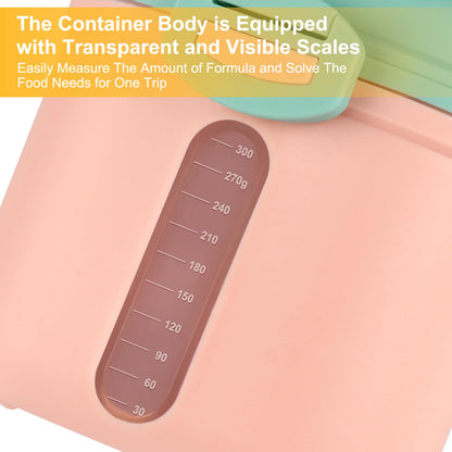 Accmor portable formula container showing integrated scoop leveler and air-flow scoop design