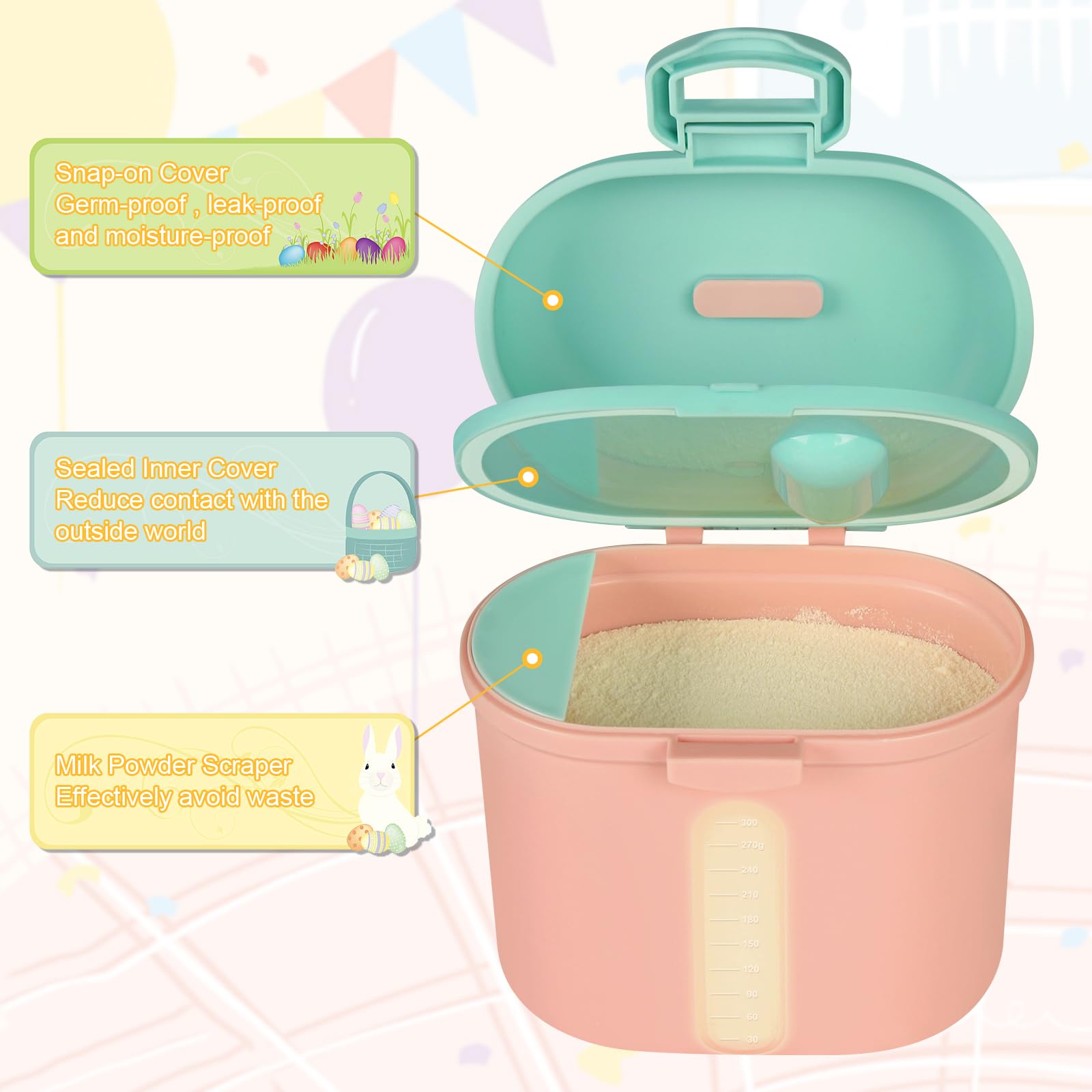 Accmor premium BPA-free food-grade baby snack and milk powder holder for diaper bags