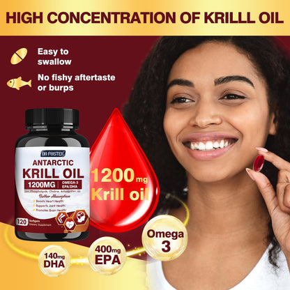 DRFOSTER krill oil supplement softgels showing phospholipid and astaxanthin benefits
