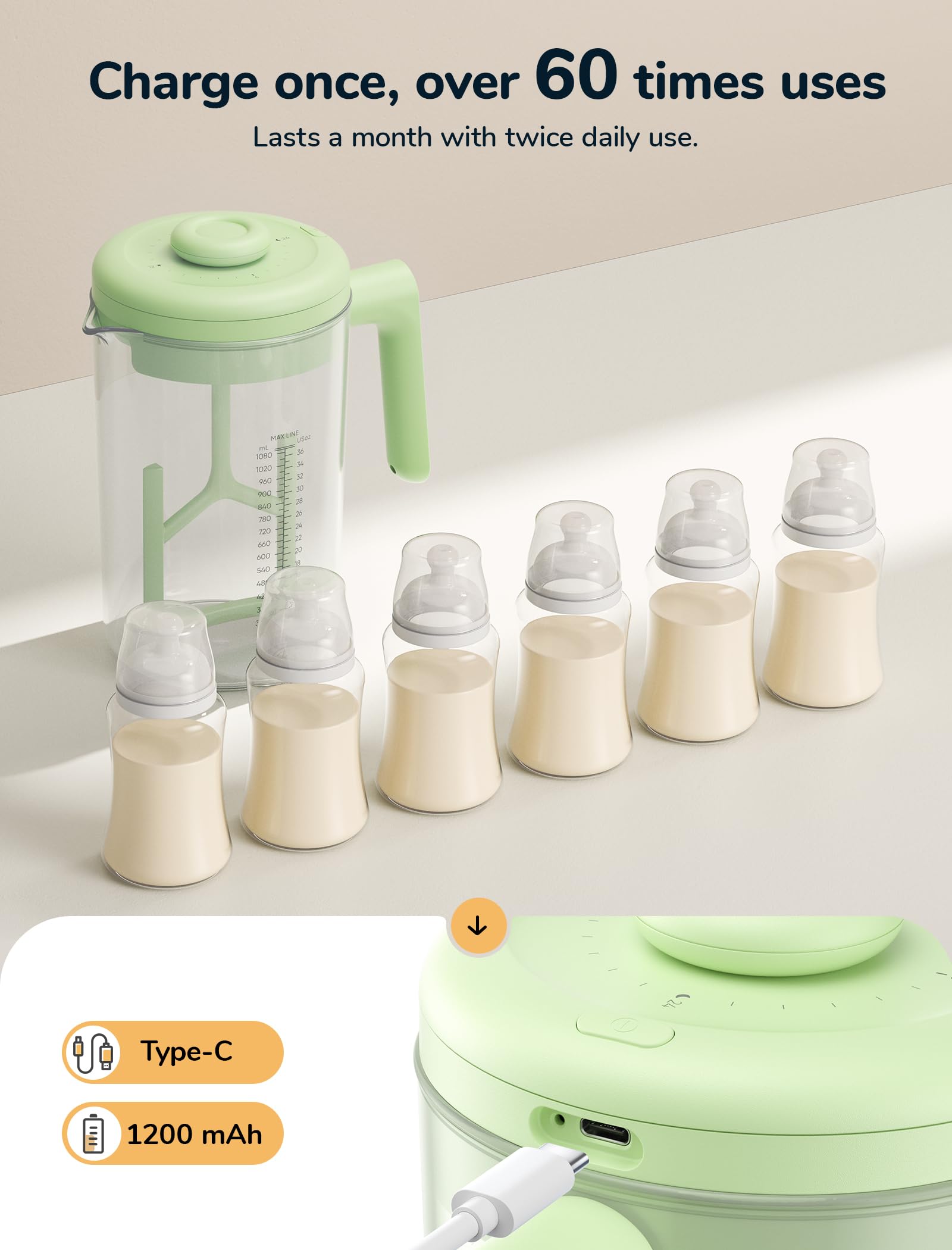 NehNeh Baby leak proof formula mixing jug drip free spout view