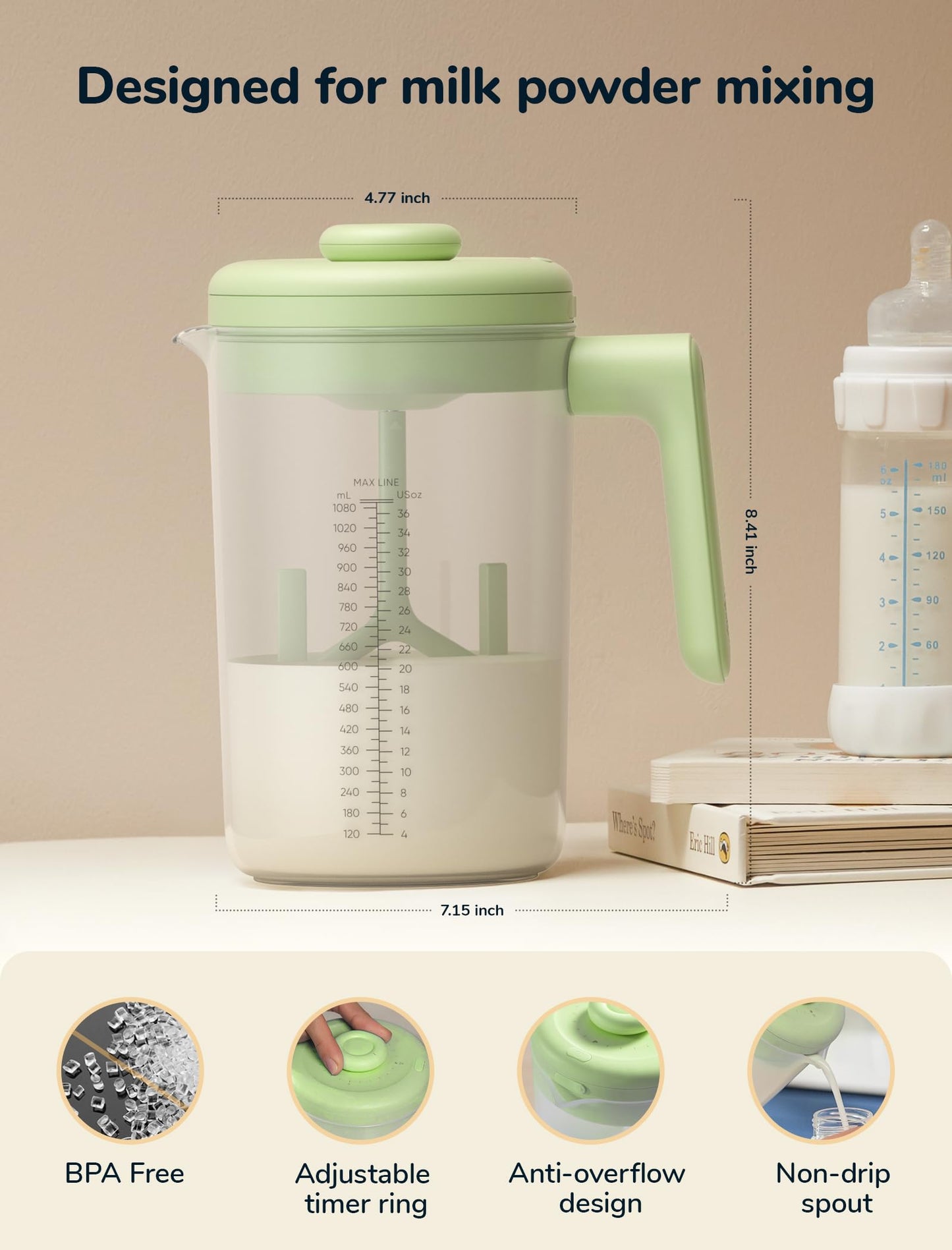 NehNeh Baby automatic bidirectional shaker blending formula smoothly